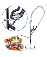 Greenspring Commercial Restaurant Pull Down 2-Handle Wall Mount Pre-Rinse Spray Utility Kitchen Faucet in Polished Chrome