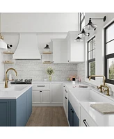 Greenspring 2-Handle 2 Holes Deck Mount Modern Kitchen Faucet With 360 ° Swivel Spout Matte Black