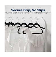 SereneLife 10 Pcs. Velvet Hangers - Non-Slip, Sturdy, and Heavy Duty Coat Set with 360° Swivel Hook for Clothes (Black)