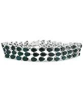 Black Sapphire (38-1/2 ct. tw) & Diamond Accent Triple-Row Flex Bracelet in Sterling Silver