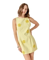endless rose Women's Embellished Linen Mini Dress