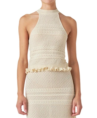 endless rose Women's Knit Pointelle Racerback Top