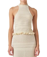 endless rose Women's Knit Pointelle Racerback Top