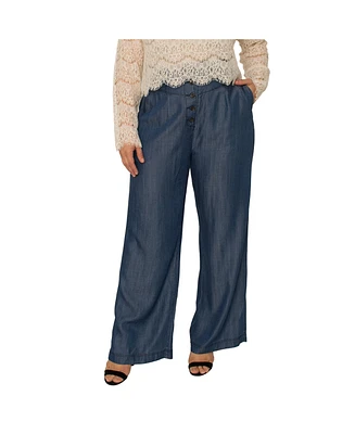 Standards & Practices Plus High Rise Dark Indigo Wide Leg Tencel Pants
