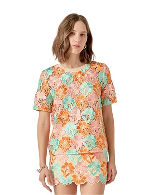 endless rose Women's Floral Short Sleeve Top