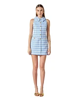 endless rose Women's Tweed Halter Check Mini Dress