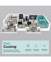 SereneLife Portable Air Conditioner & Heater - 8000 Btu (Ashrae) Compact Home A/C Unit with Cooling and Heating, Includes Window Mount Kit (White)