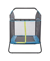 Slickblue Kids Trampoline Indoor Outdoor Mini with Gymnastics Bar Hammock for Toddlers 3+