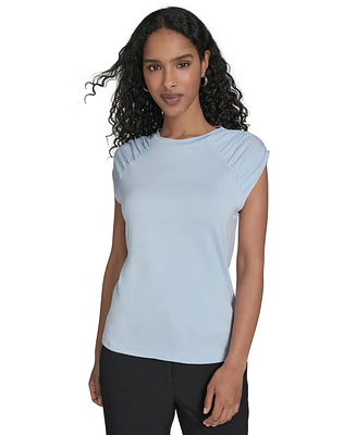 Calvin Klein Women's Crewneck Ruched-Sleeve Top