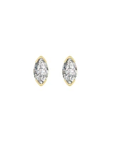 Extra Mini 14k Gold Plated Marquise Stud Earrings