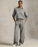 Polo Ralph Lauren Womens Lightweight Fleece Quarter Zip Sweatshirt Wide Leg Sweatpants