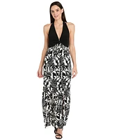 R & M Richards Women's Printed Halter Maxi Dress