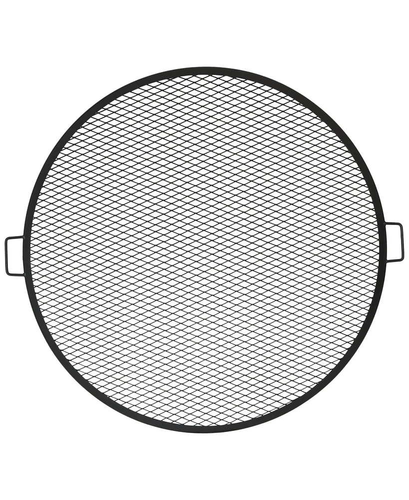 Sunnydaze Decor Outdoor Camping or Backyard Heavy-Duty Steel Round X-Marks Fire Pit Cooking Grilling Grate