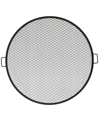 Sunnydaze Decor Outdoor Camping or Backyard Heavy-Duty Steel Round X-Marks Fire Pit Cooking Grilling Grate