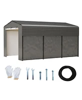 Mondawe 10x15FT Heavy Duty Metal Carport - Galvanized Steel Vehicle Shelter with Uv Cover