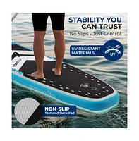 Free-Flow Welded Inflatable Stand-Up Paddle-Board with Led Light, Includes Double-Action Hand Pump (Black)
