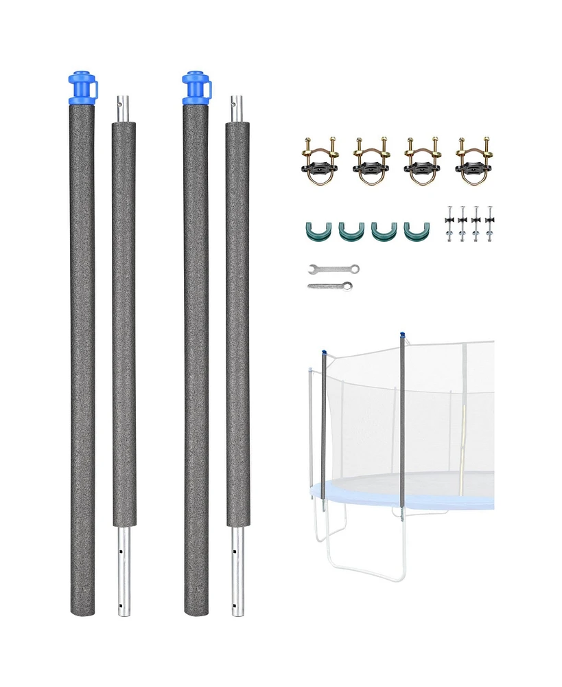 Yescom Universal Trampoline Replacement Enclosure Poles Accessories with Clamp and Hardware 2 Packs Fits Straight Pole Trampoline
