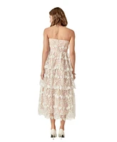 endless rose Women's Strapless Crochet Layered Midi Dress