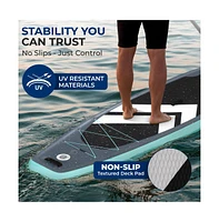 Inflatable Stand-Up Paddle-Board with Double-Action Hand Pump, 3-Piece Aluminum Sup Paddle, Leash, Black