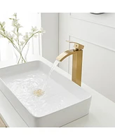 Greenspring Waterfall Single Hole Handle Bathroom Vessel Sink Faucet With Pop Up Drain Without Overflow Matte Black & Gold