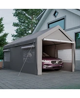 Mondawe 10x20FT Heavy Duty Carport Canopy - Galvanized Steel Car Garage with Roll-up Windows
