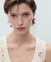 Mango Women's Flowers Crochet Top