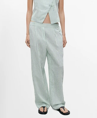 Mango Women's Low-Rise Striped Pants