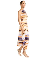 Maggy London Women's Satin Georgette Striped Asymmetrical Dress