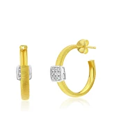 Suzy Levian Golden Helix Sterling Silver & Cubic Zirconia Pave Coil Huggie Hoop Earrings