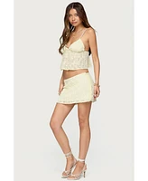Edikted Women's Leora Textured Floral Mini Skirt