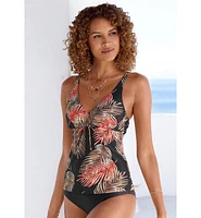 Lascana Women's Palm Print Underwire Tankini Swimsuit Top