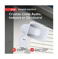 Pyle 8” Indoor/Outdoor Pa Horn Speaker – 65W Peak Power, 8 Ohms, Portable with Mounting Bracket & Hardware Included – PHSP5, Whit