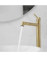 Greenspring Single Hole Handle Bathroom Vessel Sink Faucet With Supply Hose Black Gold