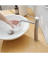 Greenspring Modern Single Hole Single Handle Vessel Bathroom Vanity Sink Faucet With Pop Up Drain Without Overflow in Brushed Nickel