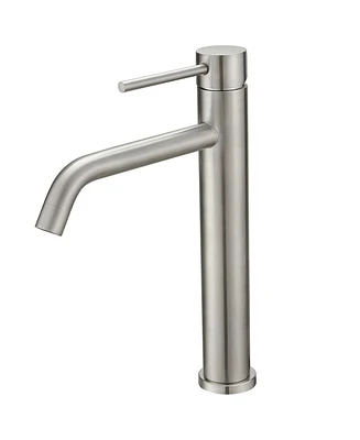 Greenspring Modern Single Hole Single Handle Vessel Bathroom Vanity Sink Faucet With Pop Up Drain Without Overflow in Brushed Nickel