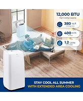 SereneLife Portable Air Conditioner - Compact Home Ac Cooling Unit with Built-in Dehumidifier & Fan Modes, Includes Window Mount Kit (12,000 Btu)