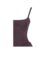 Miss Circle Women's Oakleigh Blackberry Purple Cotton Lace-up Back Midi Dress