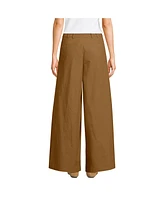 Lands' End Women's Poplin Mid Rise Pleated Slouchy Pants