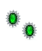 Bling Jewelry 3CT Crown Halo Purple Blue Green Cz Cubic Zirconia Stud Earrings .925 Sterling Silver