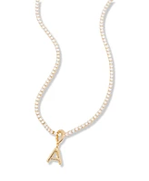 brook & york Gold Plated Isabella Mini Initial Tennis Chain Necklace