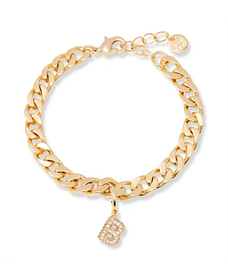 brook & york Gold Plated Ella Crystal Initial Chain Bracelet