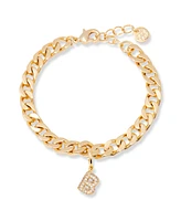 brook & york Gold Plated Ella Crystal Initial Chain Bracelet