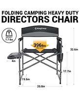 KingCamp Padded Outdoor Folding Chair with Table & Pockets, Black/Grey (2 Pack)