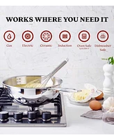 Alva Maestro 5-Ply Stainless Steel Saucier Pan, 1.6 Qt. Non-Toxic Pfas, Pfoa & Ptfe Free, Compatible with All Cooktops & Induction Safe, Stay-Cool Han