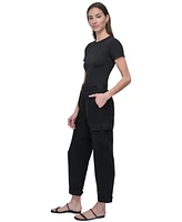 Dkny Jeans Women's Mid Rise Relaxed Pull-On Cargo Pants