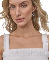 Dkny Jeans Women's Cotton Smocked Square-Neck Cropped Top