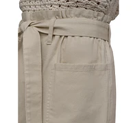 Dkny Jeans Women's Cotton Belted Paperbag-Waist Shorts