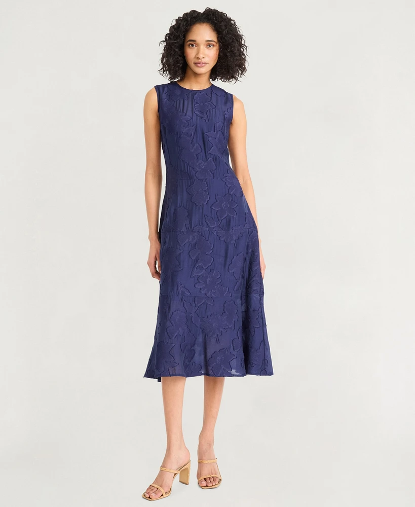 Luxely Women's Textured Sleeveless Fit & Flare Midi Dress