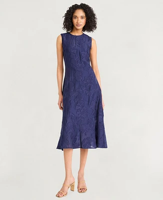Luxely Women's Textured Sleeveless Fit & Flare Midi Dress