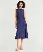 Luxely Women's Textured Sleeveless Fit & Flare Midi Dress